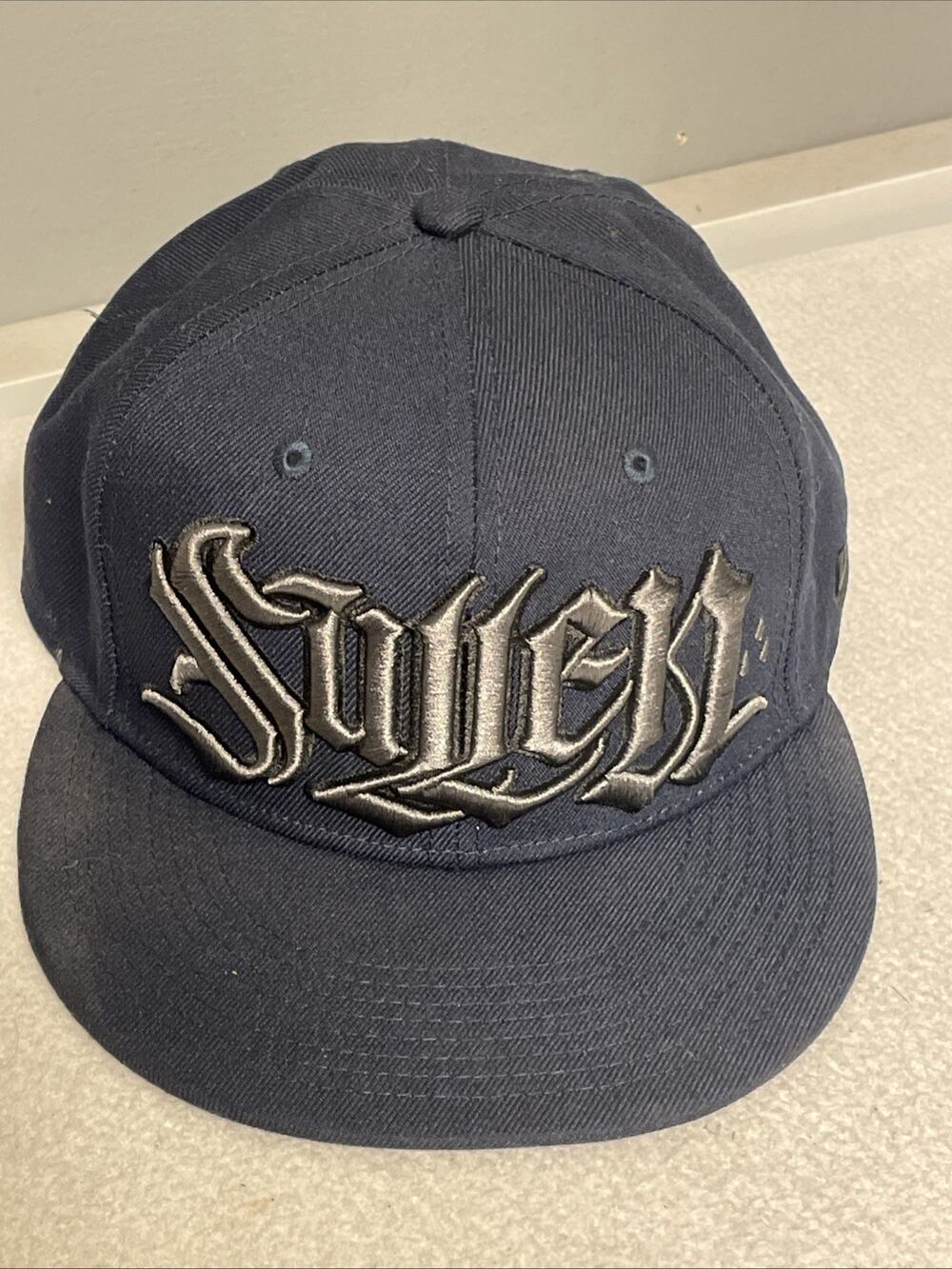 Sullen Art Collective New Era 9FIFTY Snapback Hat Navy Skull Under Brim Cap